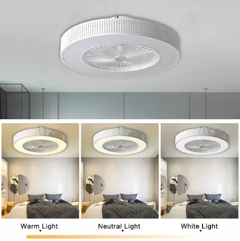 Stropní ventilátor s LED osvětlením 220V Dálkové ovládání s nastavitelnou rychlostí větru 32W Moderní lampa pro kancelář v ložnici (dutá)