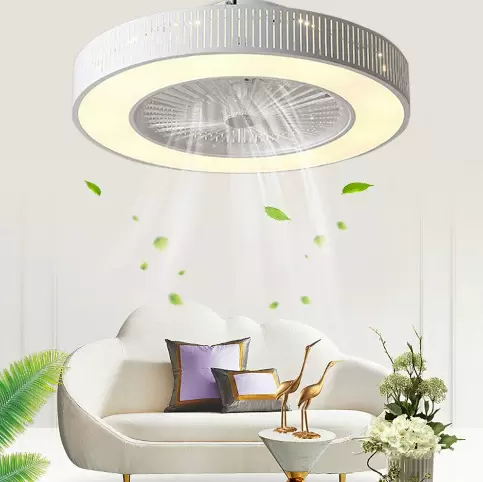 Stropní ventilátor s LED osvětlením 220V Dálkové ovládání s nastavitelnou rychlostí větru 32W Moderní lampa pro kancelář v ložnici (dutá)