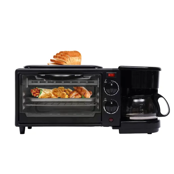 Snídaňový automat 3 v 1 Velkokapacitní snídaňová stanice s kávovarem, toustovačem a časovačem Snídaňový automat 3 v 1 Velkokapacitní snídaňová stanice s kávovarem, toustovačem a časovačem