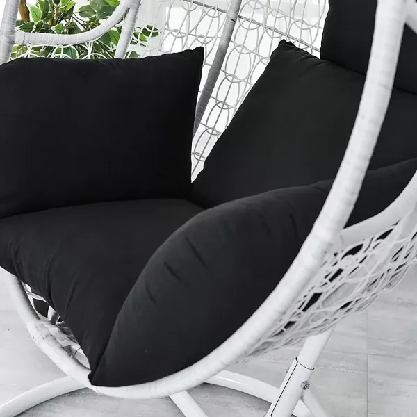 Houpací křeslo Polštář Black Swing Cushion Závěsné křeslo s opěrkou hlavy Opěrka zad na tkaničky pro Office Auto Giardin Houpací křeslo Polštář Black Swing Cushion Závěsné křeslo s opěrkou hlavy Opěrka zad na tkaničky pro Office Auto Giardin