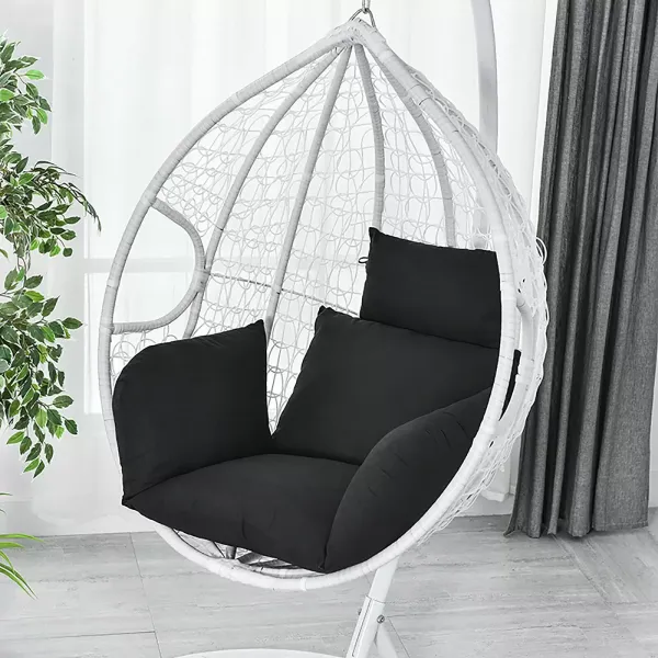 Houpací křeslo Polštář Black Swing Cushion Závěsné křeslo s opěrkou hlavy Opěrka zad na tkaničky pro Office Auto Giardin Houpací křeslo Polštář Black Swing Cushion Závěsné křeslo s opěrkou hlavy Opěrka zad na tkaničky pro Office Auto Giardin