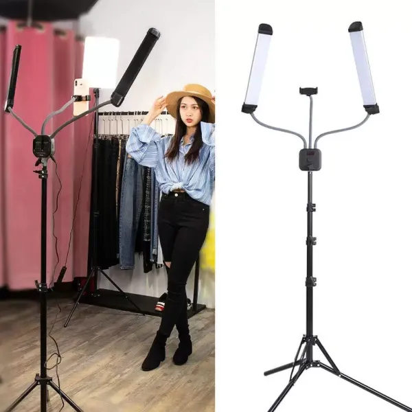 LED lampa na řasy a make-up - s držákem na mobilní telefon a teleskopickým stativem LED lampa na řasy a make-up - s držákem na mobilní telefon a teleskopickým stativem
