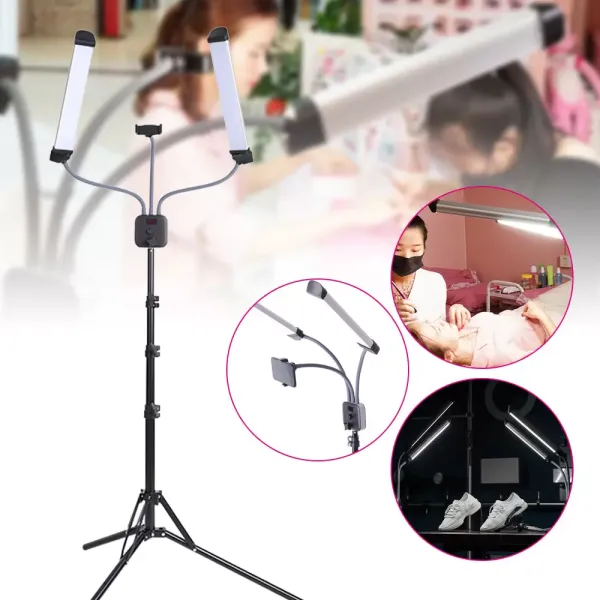 LED lampa na řasy a make-up - s držákem na mobilní telefon a teleskopickým stativem