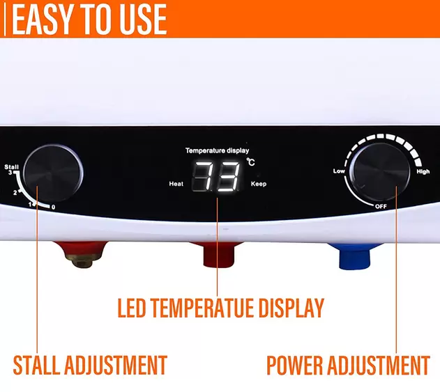 Horizontální elektrický ohřívač vody 120 l 2000 W se sprchou