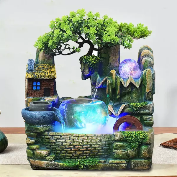 Vnitřní světelná fontána, LED světlo, Vhodné do obývacího pokoje, ložnice, kanceláře, kavárny, Velikost: 30 x 20 x 36 cm