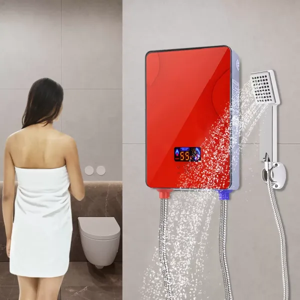 Mini Okamžitý ohřívač vody Koupelna Zásobování vodou Max 55 C 220 V 6,5 KW (červená) Okamžitý elektrický beztankový ohřívač teplé vody do koupelny Kuchyň Hotel Mini Okamžitý ohřívač vody Koupelna Zásobování vodou Max 55 C 220 V 6,5 KW (červená) Okamžitý elektrický beztankový ohřívač teplé vody do koupelny Kuchyň Hotel
