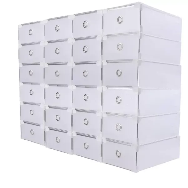 20X plastové úložné boxy na boty Skládací a stohovatelný odolný organizér zásuvek