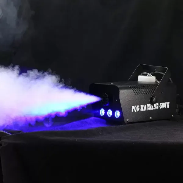 Stroj na kouření, mlhovač s LED světelným efektem, mlhovač 500 W s 1 kabelovým přijímačem a 1 bezdrátovým dálkovým ovládáním