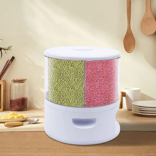 Kuchyňský zásobník na cereálie otočný o 360°, Zásobník na cereálie s odměrkou, Zásobník na cereálie, Kapacita 11kg/24lbs