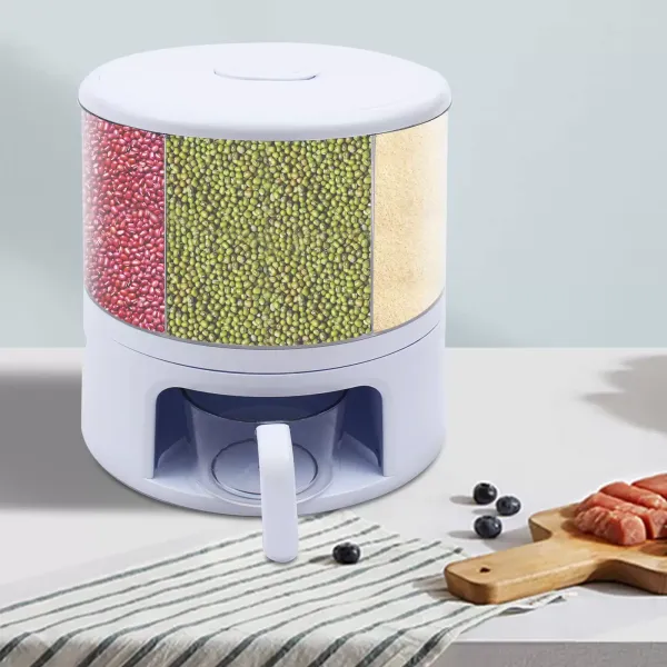 Kuchyňský zásobník na cereálie otočný o 360°, Zásobník na cereálie s odměrkou, Zásobník na cereálie, Kapacita 11kg/24lbs