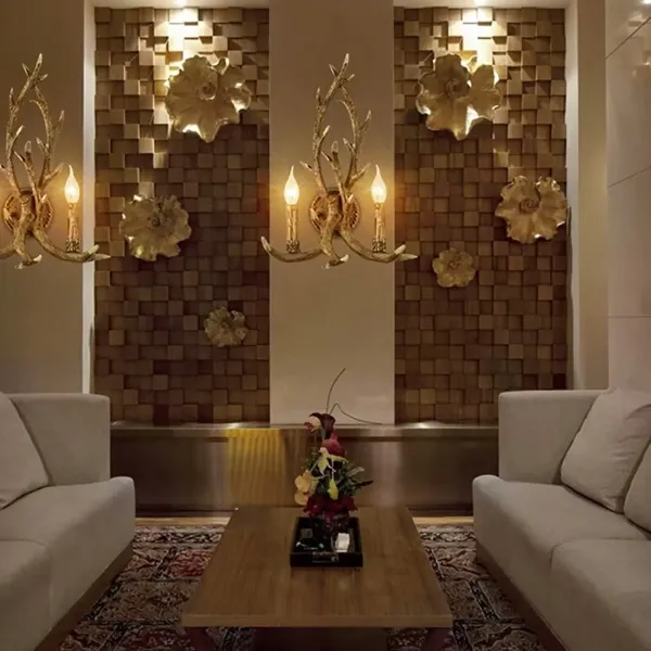 Rustikální nástěnná lampa z parohu Jelení roh 2 světla Kreativní osobnost 38 cm-50 cm 2 žárovky v ceně Nástěnné svítidlo z jelení paroh E14 nástěnné svítidlo