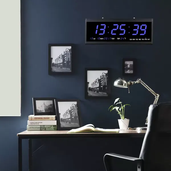 LED digitální nástěnné hodiny s ukazatelem data a teploty - 480 x 190 x 30 mm LED digitální nástěnné hodiny s ukazatelem data a teploty - 480 x 190 x 30 mm