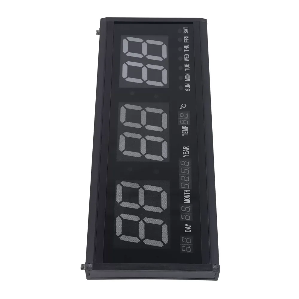 LED digitální nástěnné hodiny s ukazatelem data a teploty - 480 x 190 x 30 mm