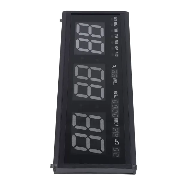 LED digitální nástěnné hodiny s ukazatelem data a teploty - 480 x 190 x 30 mm