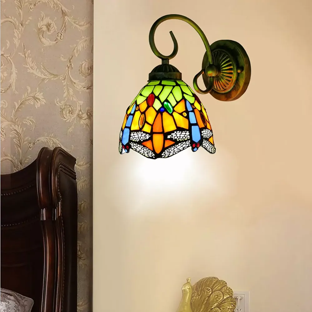Nástěnné LED svítidlo z barevného skla do předsíně - světlo vážky - přední osvětlení E27 nástěnné svítidlo Gallery Passage