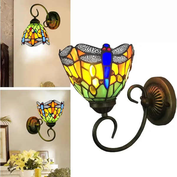 Nástěnné LED svítidlo z barevného skla do předsíně - světlo vážky - přední osvětlení E27 nástěnné svítidlo Gallery Passage