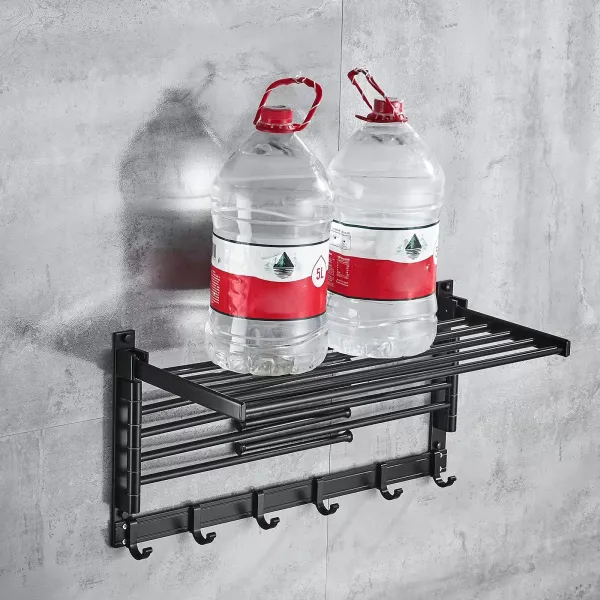 Nástěnný věšák na osušky - Hliník - 40 cm - Se 7 tyčemi - Kov - Pro koupelny a balkóny - Do 20 kg - Černá
