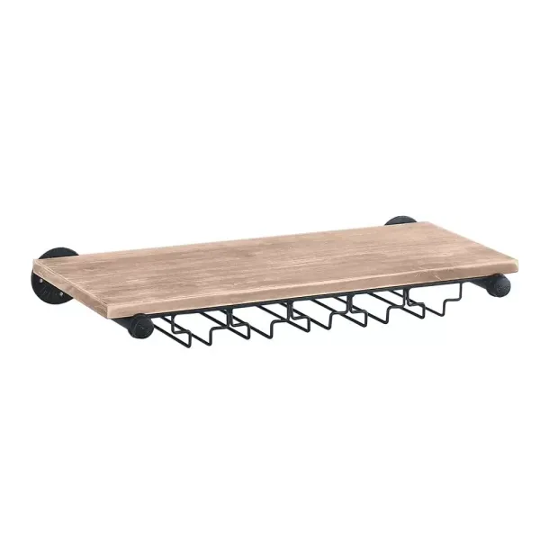 24" x 9,8" stojan na víno, domácí barový závěsný stojan s držákem skleněných pohárů pro domácí barovou uměleckou nástěnnou výzdobu