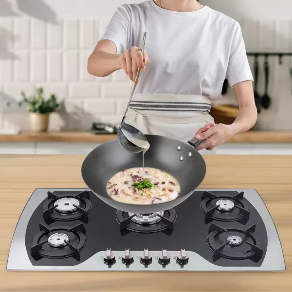 Plynová varná deska s vestavěným 5 hořákem LPG/NG Automatické pulzní zapalování Skleněný keramický propan na zemní plyn 35" plynový sporák Sporák Top 5 hořáků Tvrzené sklo Černá Plynová varná deska s vestavěným 5 hořákem LPG/NG Automatické pulzní zapalování Skleněný keramický propan na zemní plyn 35" plynový sporák Sporák Top 5 hořáků Tvrzené sklo Černá