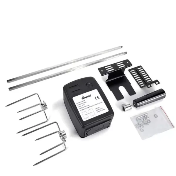 Rotisserie Kit – Nerezová ocel – S motorem – 2 žehlící tyče a 2 vidličky na maso