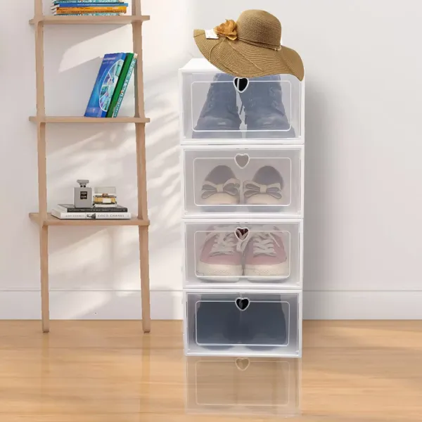 Balení 20 průhledných plastových boxů na uložení bot, stohovatelné a odolné, 33 x 23 x 14 cm Balení 20 průhledných plastových boxů na uložení bot, stohovatelné a odolné, 33 x 23 x 14 cm