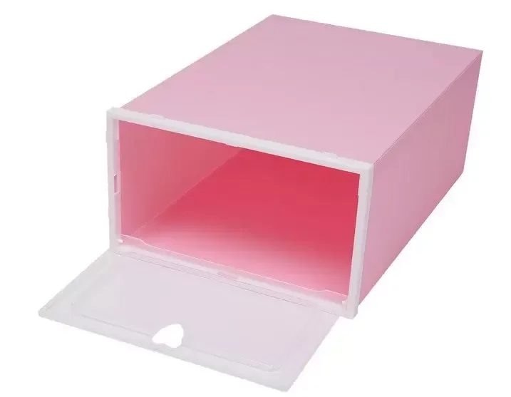 Transparentní botník, sada 20 kusů, skládací a stohovatelné plastové úložiště bot, s víkem (33 * 23 * 14 cm) (růžová) Transparentní botník, sada 20 kusů, skládací a stohovatelné plastové úložiště bot, s víkem (33 * 23 * 14 cm) (růžová)