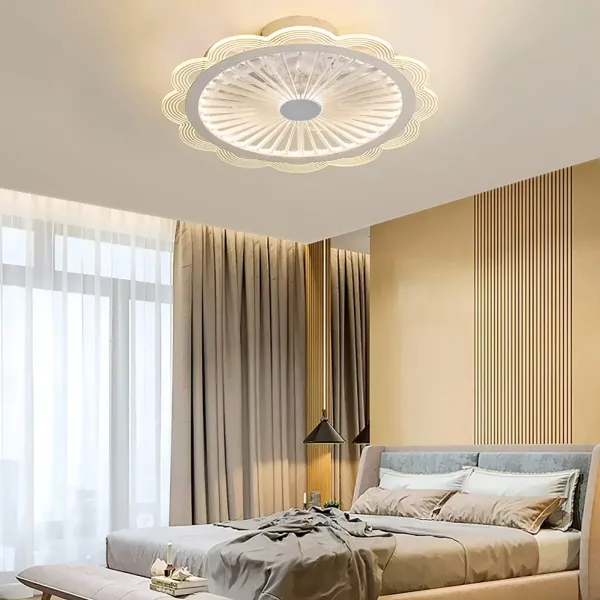 Stropní ventilátor se světlem a dálkovým ovládáním - Moderní květinový design - LED stropní světlo - Stmívatelné Nastavitelná rychlost větru