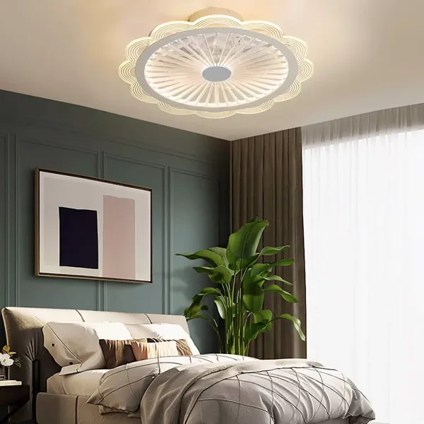 Stropní ventilátor se světlem a dálkovým ovládáním - Moderní květinový design - LED stropní světlo - Stmívatelné Nastavitelná rychlost větru