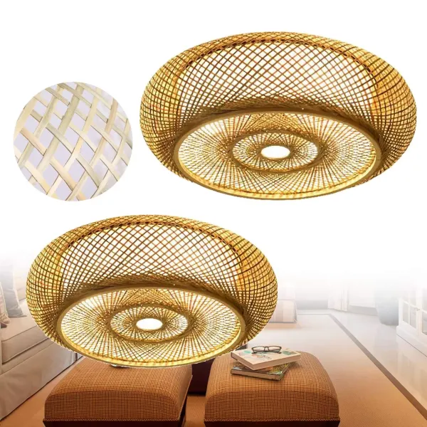 40 cm tkané bambusové stropní svítidlo závěsné svítidlo Přírodní retro stínítko do ložnice 3 x E27 pro lampu do jídelny, lampu do obývacího pokoje bez žárovky
