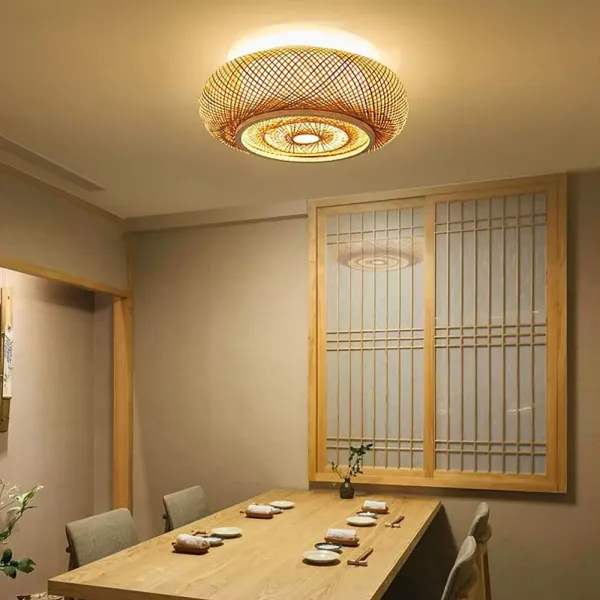 40 cm tkané bambusové stropní svítidlo závěsné svítidlo Přírodní retro stínítko do ložnice 3 x E27 pro lampu do jídelny, lampu do obývacího pokoje bez žárovky
