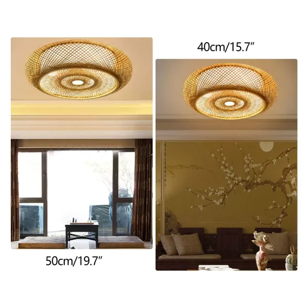 40 cm tkané bambusové stropní svítidlo závěsné svítidlo Přírodní retro stínítko do ložnice 3 x E27 pro lampu do jídelny, lampu do obývacího pokoje bez žárovky