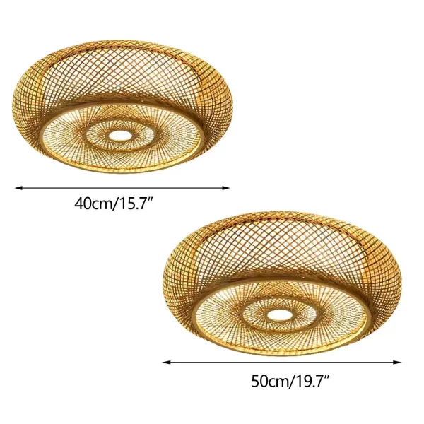 40 cm tkané bambusové stropní svítidlo závěsné svítidlo Přírodní retro stínítko do ložnice 3 x E27 pro lampu do jídelny, lampu do obývacího pokoje bez žárovky