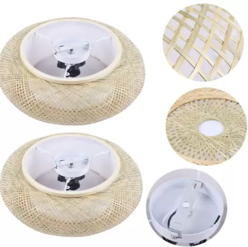 40cm tkané bambusové stropní svítidlo závěsné svítidlo přírodní retro stínidlo do ložnice 3 x E27 pro lampu do jídelny, lampu do obývacího pokoje bez žárovky