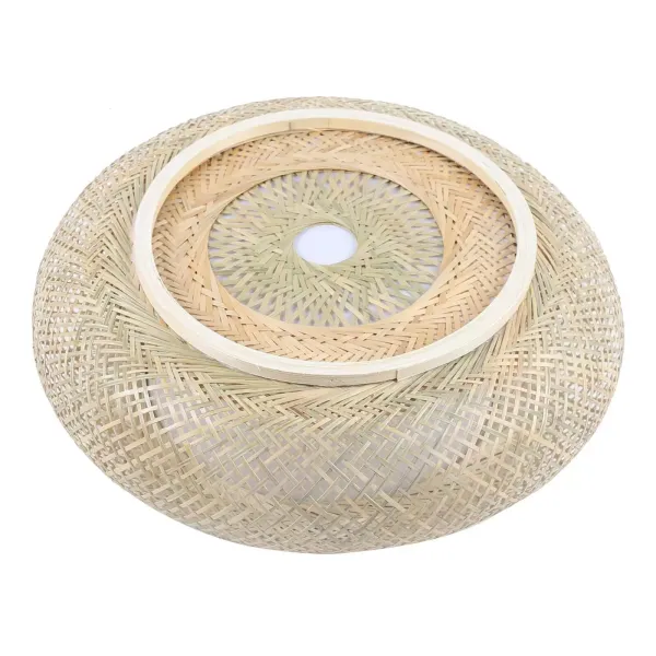 Tkané bambusové stropní svítidlo - Závěsné světlo - Přírodní - Retro - Vintage - Stínidlo do ložnice - 3 x E27 - pro lampu do jídelny