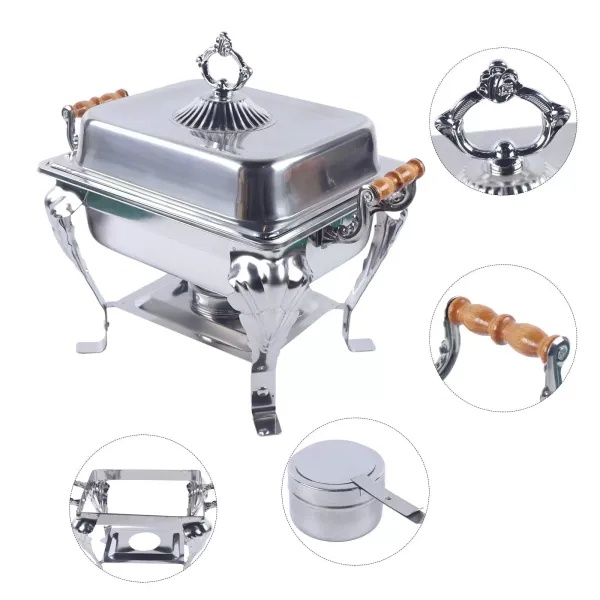 Nerezový ohřívač pro catering, bufety a večírky s nádobou - víko 42 x 29 x 32 cm