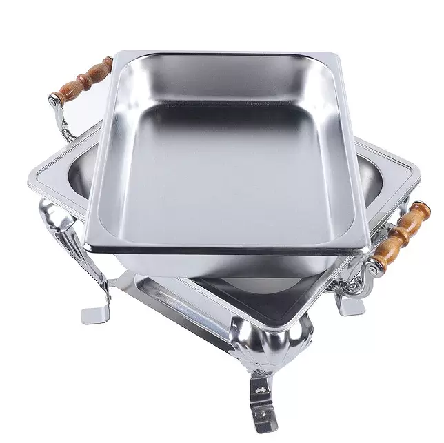 Nerezový ohřívač pro catering, bufety a večírky s nádobou - víko 42 x 29 x 32 cm