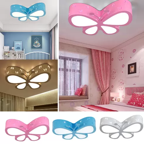Vyřezávané stropní LED svítidlo Butterfly - Do dětského pokoje - Moderní - Módní karikatura - S dálkovým ovládáním - Růžová / Modrá / Bílá