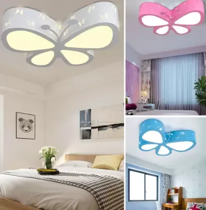 Vyřezávané stropní LED svítidlo Butterfly - Do dětského pokoje - Moderní - Módní karikatura - S dálkovým ovládáním - Růžová / Modrá / Bílá