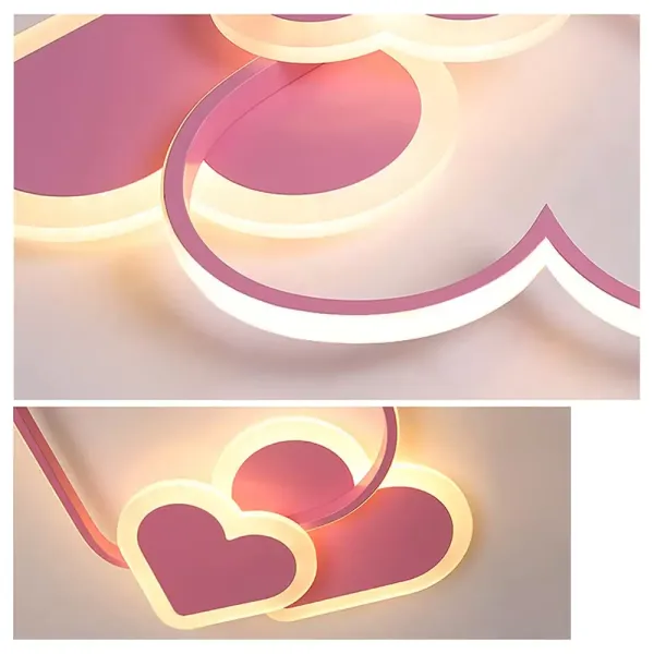 Kreslené LED stropní svítidlo Moderní romantické akrylové stmívatelné stropní svítidlo ve tvaru srdce s dálkovým ovládáním růžové