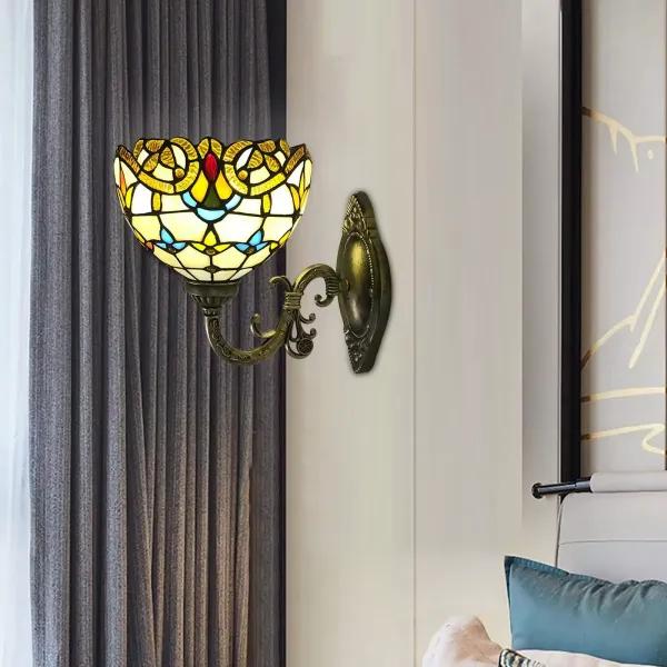 Nástěnné svítidlo v retro stylu Tiffany Noční lampa Vintage nástěnné svítidlo s vytahovacím vypínačem do ložnice Noční dům Čtení Obývací pokoj Domácí Chodba Jídelna