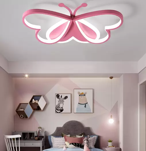 Stropní svítidla – 90W designové stropní svítidlo Pink Butterfly do ložnice, dětského pokoje, restaurace (stmívatelné)