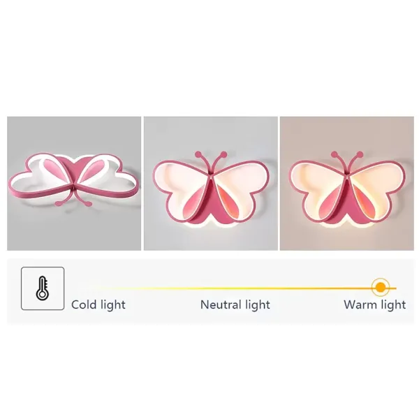 Stropní svítidla – 90W designové stropní svítidlo Pink Butterfly do ložnice, dětského pokoje, restaurace (stmívatelné)
