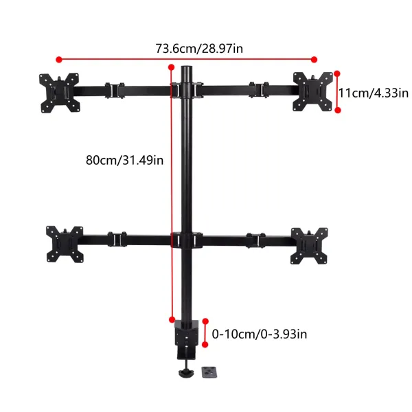 Podpěra stolu pro LED a LCD obrazovky - Sklopná o 180° - Výškově nastavitelná o 360° - 9 kg pro každou obrazovku