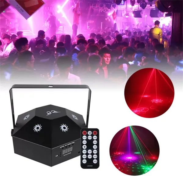 Bezdrátové stroboskopické párty světlo CNCEST s 8 očima LED s ovládáním zvuku a dálkovým ovládáním s 8 různými vzory