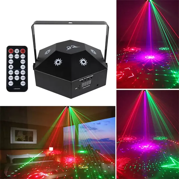 Bezdrátové stroboskopické párty světlo CNCEST s 8 očima LED s ovládáním zvuku a dálkovým ovládáním s 8 různými vzory