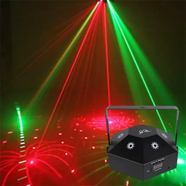 Bezdrátové stroboskopické párty světlo CNCEST s 8 očima LED s ovládáním zvuku a dálkovým ovládáním s 8 různými vzory