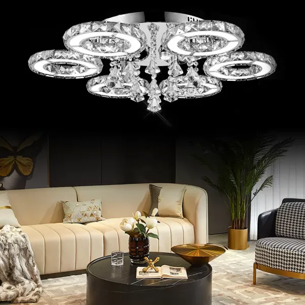 Křišťálové LED stropní svítidlo, stmívatelné, s dálkovým ovládáním, moderní stropní svítidlo do obývacího pokoje, kuchyně, ložnice, jídelny Křišťálové LED stropní svítidlo, stmívatelné, s dálkovým ovládáním, moderní stropní svítidlo do obývacího pokoje, kuchyně, ložnice, jídelny