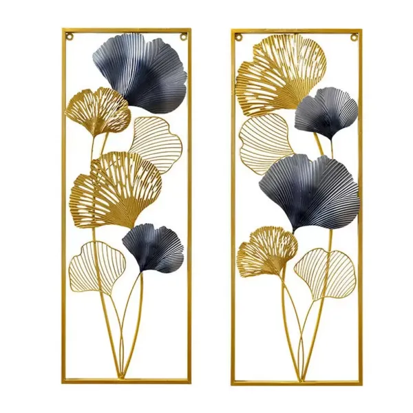 CNCEST 2ks 3D kovová nástěnná dekorace Ginkgo Leaves do obývacího pokoje Zlaté listy kovová nástěnná dekorace s rámem CNCEST 2ks 3D kovová nástěnná dekorace Ginkgo Leaves do obývacího pokoje Zlaté listy kovová nástěnná dekorace s rámem