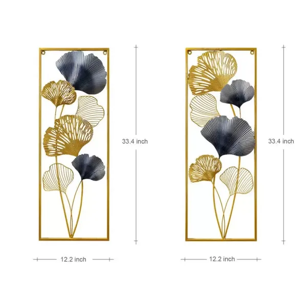 CNCEST 2ks 3D kovová nástěnná dekorace Ginkgo Leaves do obývacího pokoje Zlaté listy kovová nástěnná dekorace s rámem CNCEST 2ks 3D kovová nástěnná dekorace Ginkgo Leaves do obývacího pokoje Zlaté listy kovová nástěnná dekorace s rámem