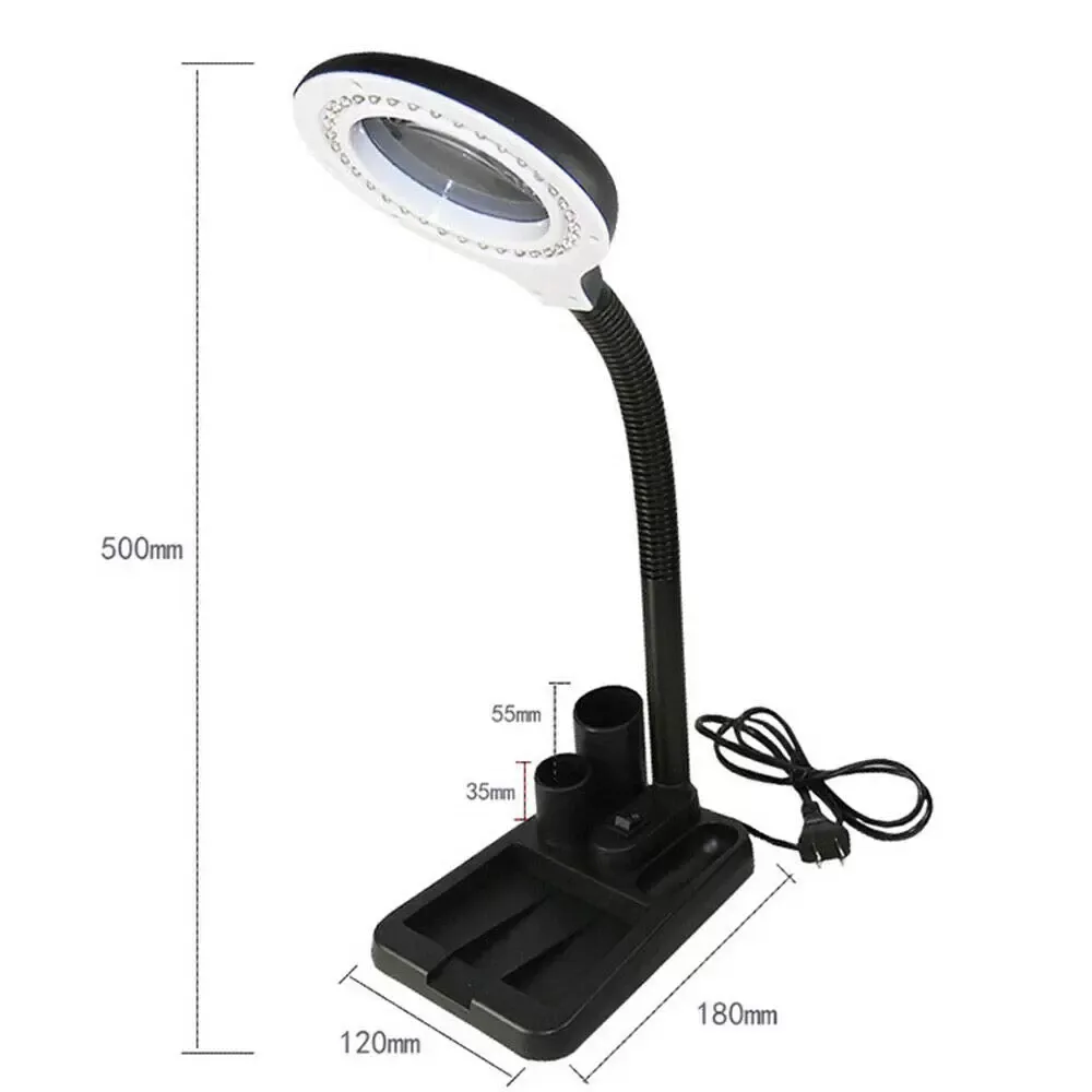 Profesionální LED lupa - Stojanová lupa - 11 W - Objektiv 85 mm - S 5násobnou lupou